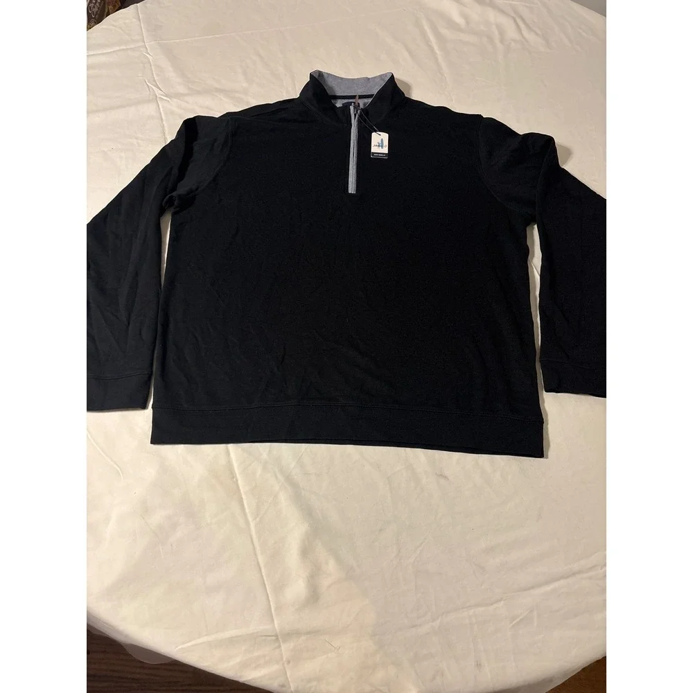Johnnie-O Quarter Zip Pullover Mens XXL Black NEW Contrast Trim Mock Neck Prep